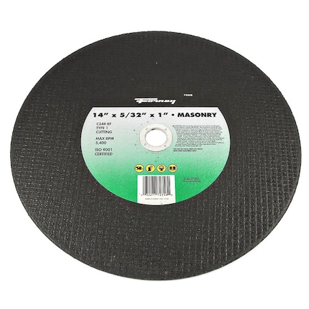 Forney Cutting Wheel, Masonry/Asphalt, Type 1, 14 in x 5/32 in x 1 in 72358